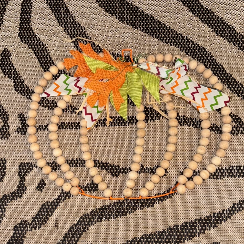 Wood Bead Pumpkin Wall Decor